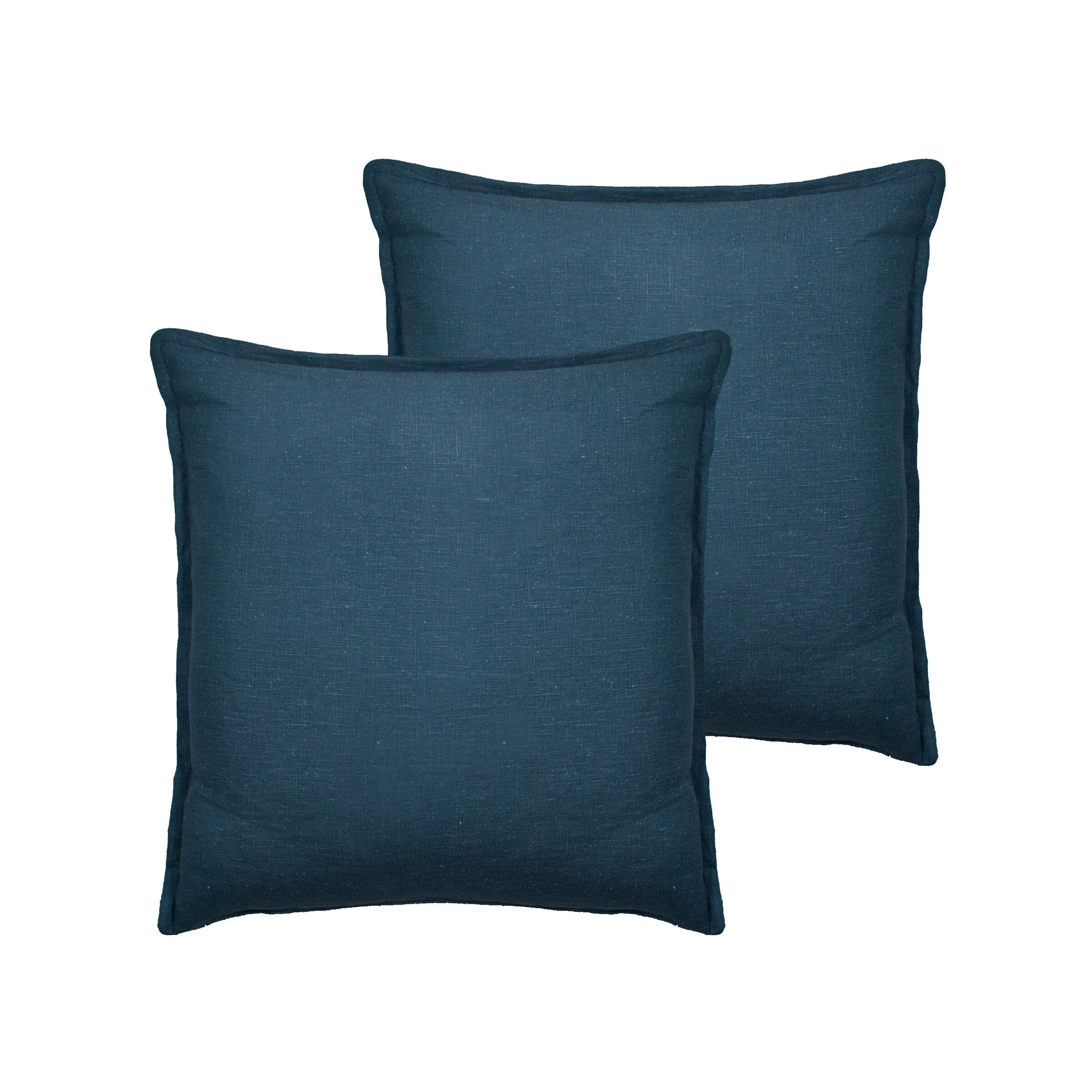 Blue Linen Reversible Square Kids Throw Pillow Set