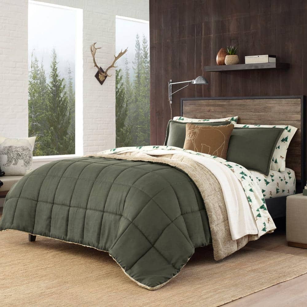 Sherwood Green Microfiber Reversible Full Comforter Set