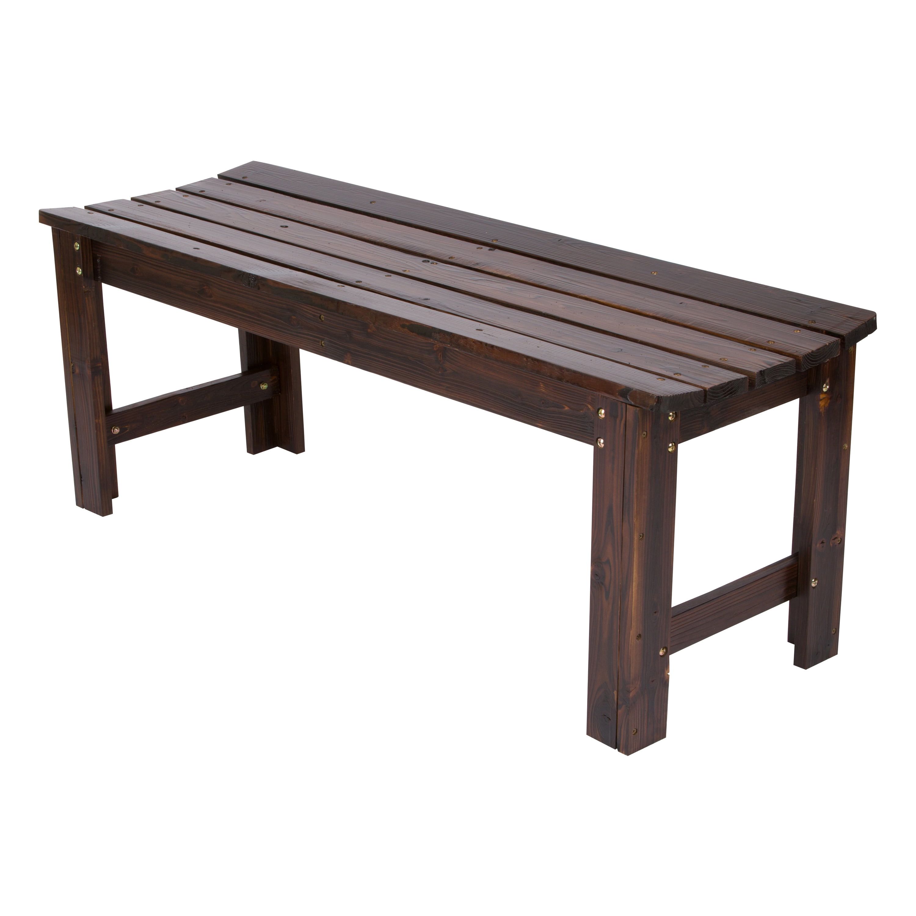 Burnt Brown Cedar 4ft Backless Outdoor Garden Bench