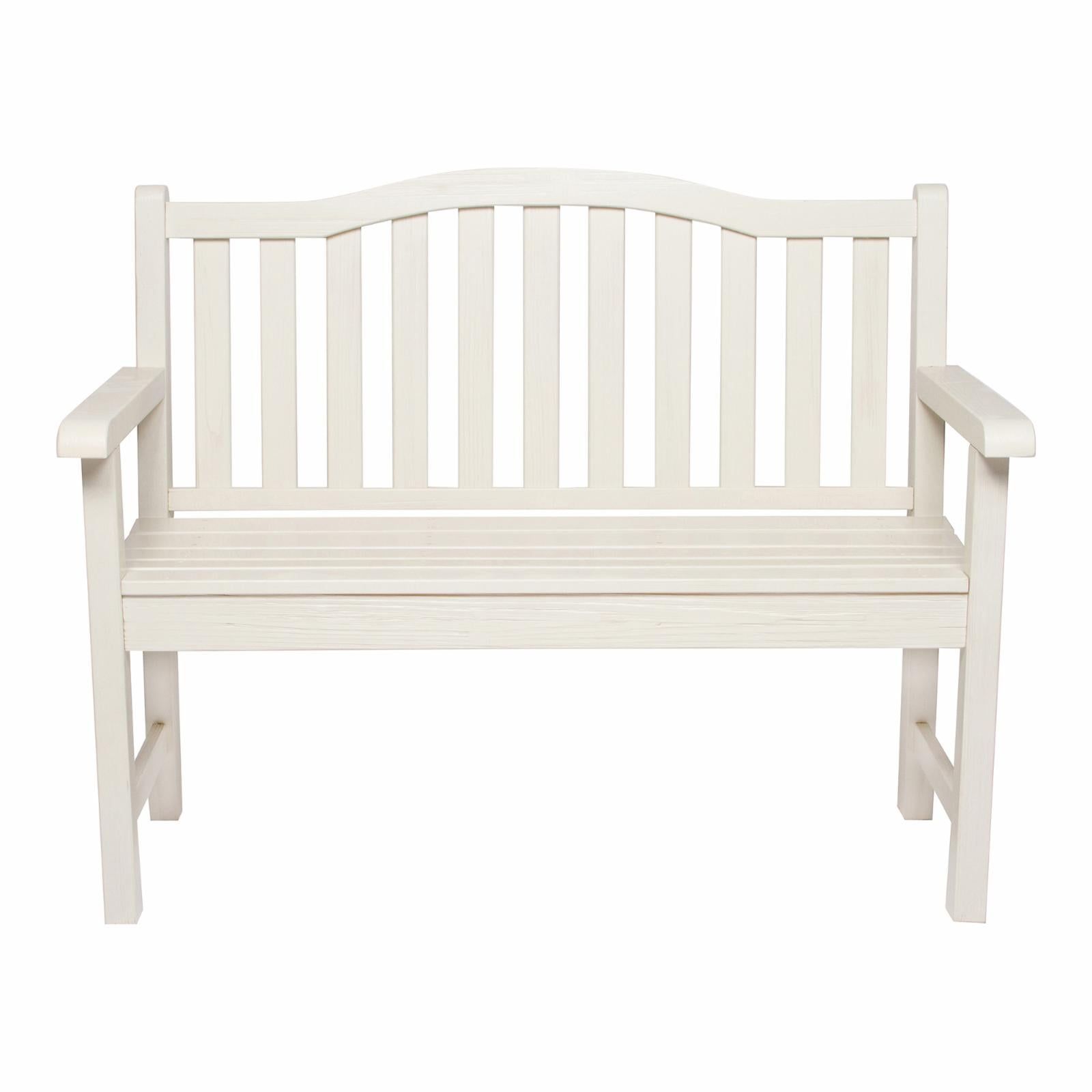 Eggshell White Cedar Wood Outdoor Garden Bench