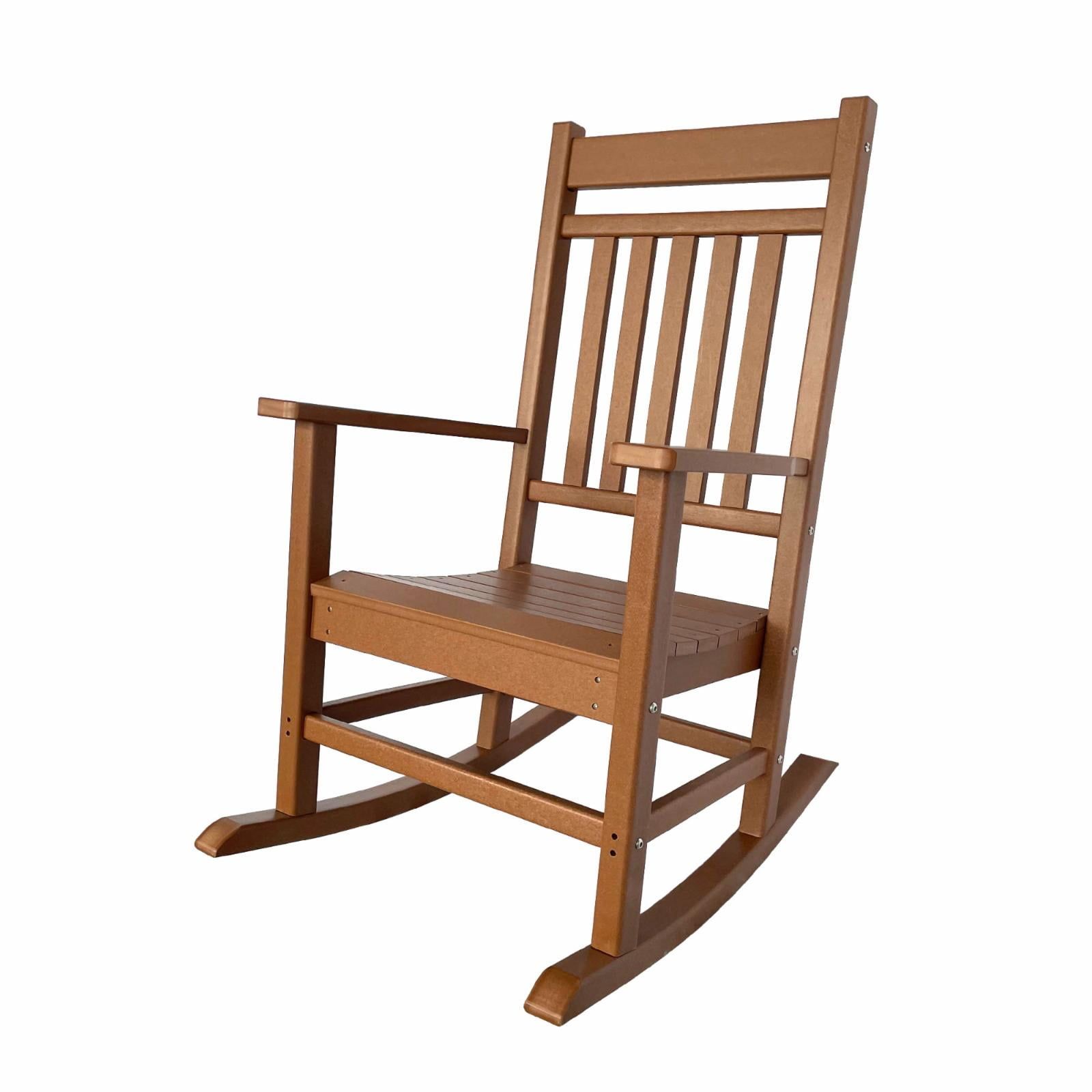 Berkshire Traditional All-Weather HDPE Brown Rocking Chair with Arms