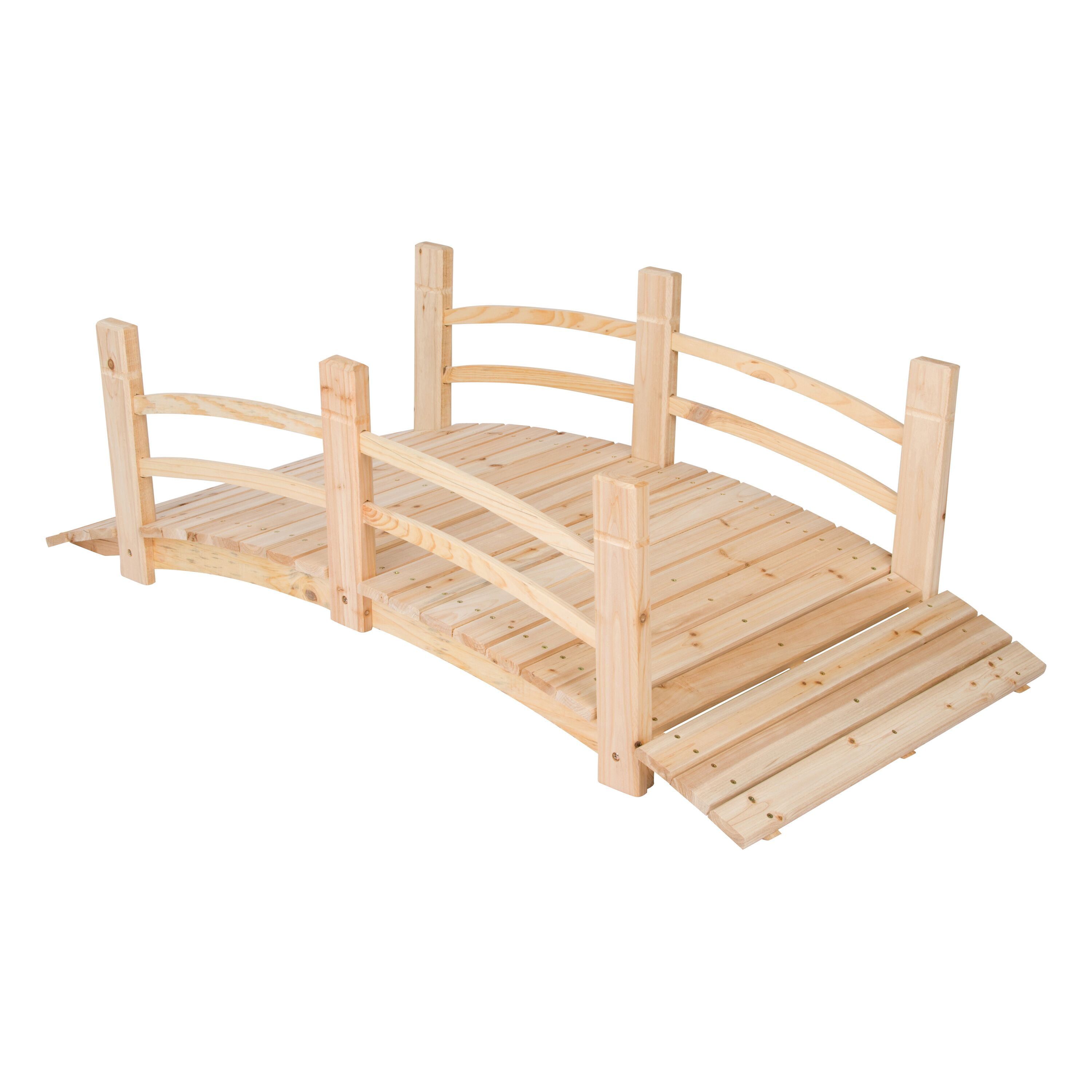 Natural Cedar 5-Foot Garden Bridge with Side Rails