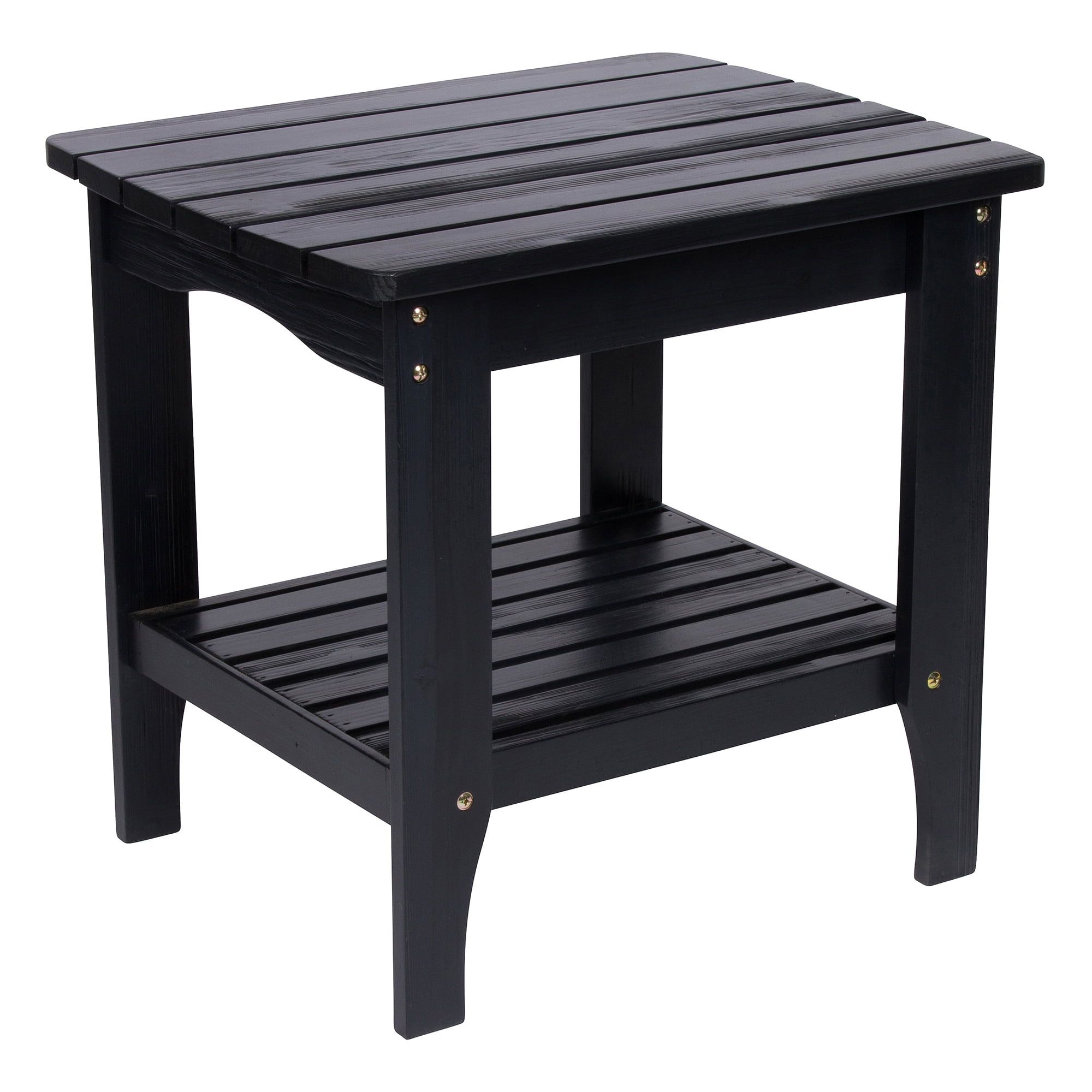Black Cedar Wood Rectangular Indoor/Outdoor Side Table
