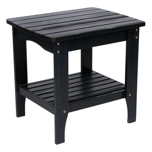Black Cedar Wood Rectangular Indoor/Outdoor Side Table
