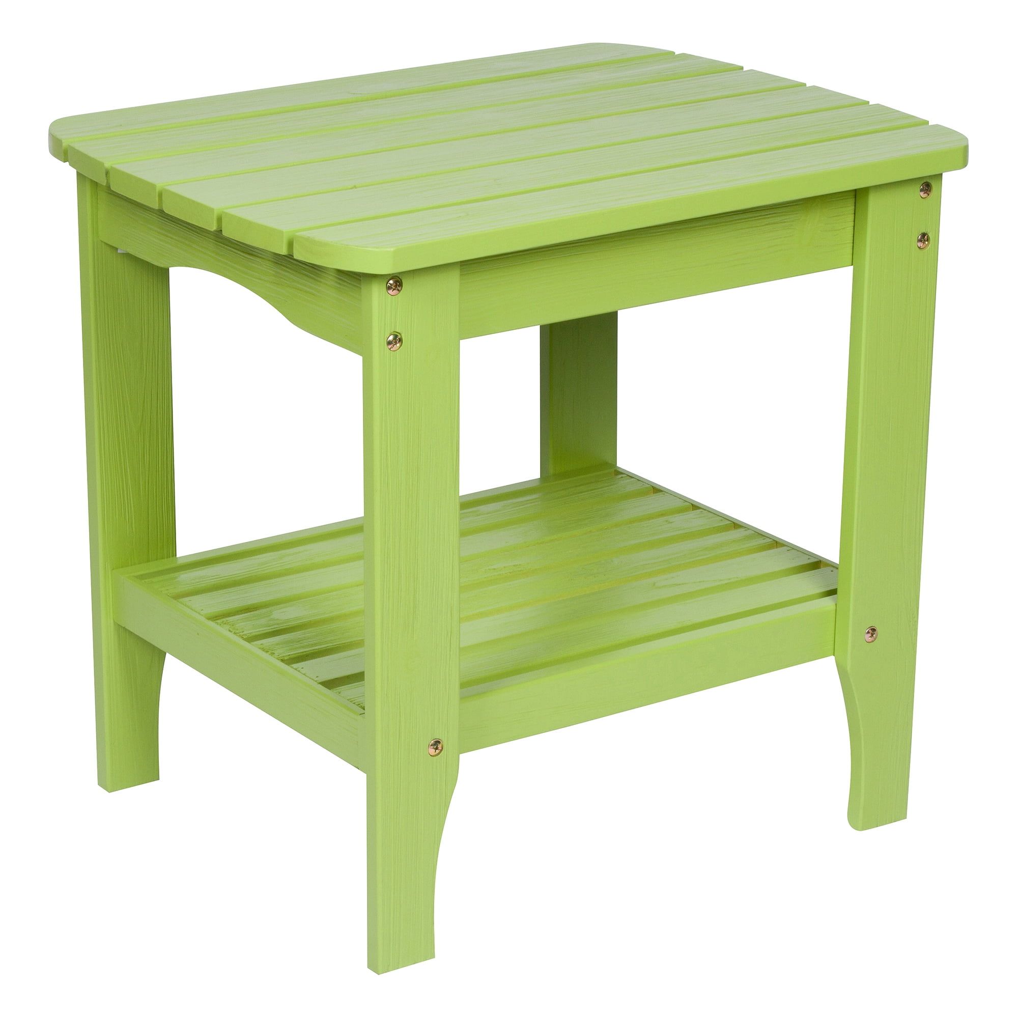 Long Island Lime Green Cedar Wood Rectangular Side Table