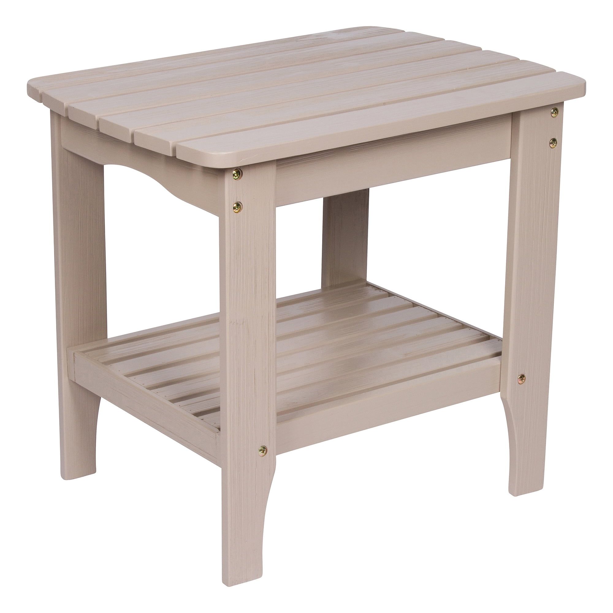 Cedarwood Rectangular Side Table with Stone Finish, 24"x22"