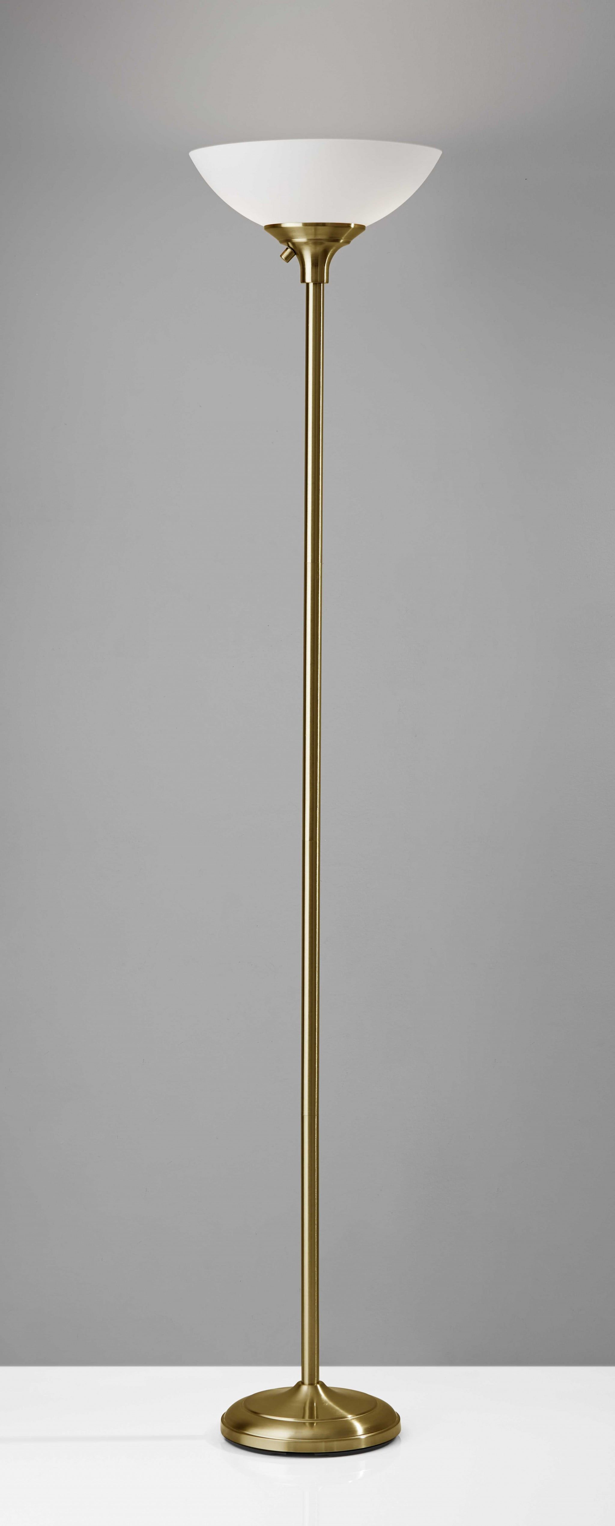 Elegant Brass Metal Torchiere Floor Lamp with 3-Way Switch and Bright Illumination