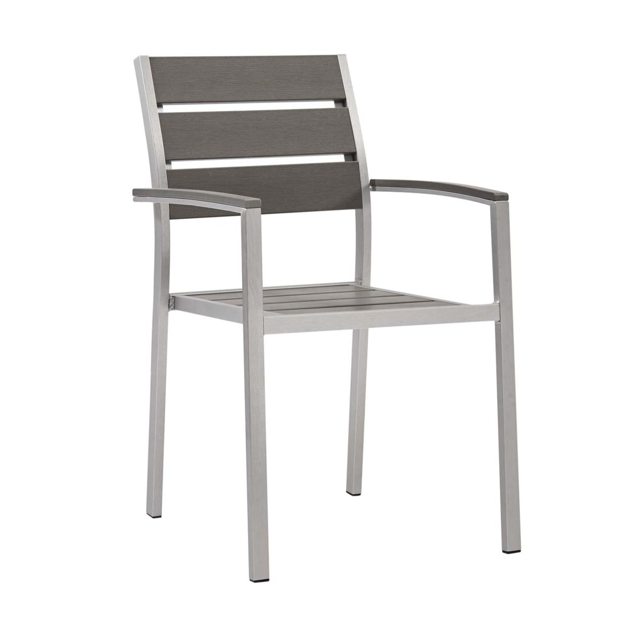 Shore 34.5" Silver and Gray Aluminum Patio Dining Chair