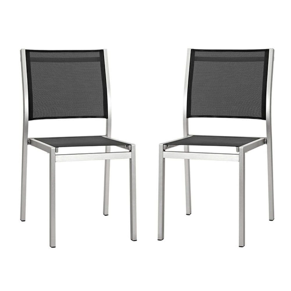 Shoreline Silver Black Modern Outdoor Patio Dining Chair