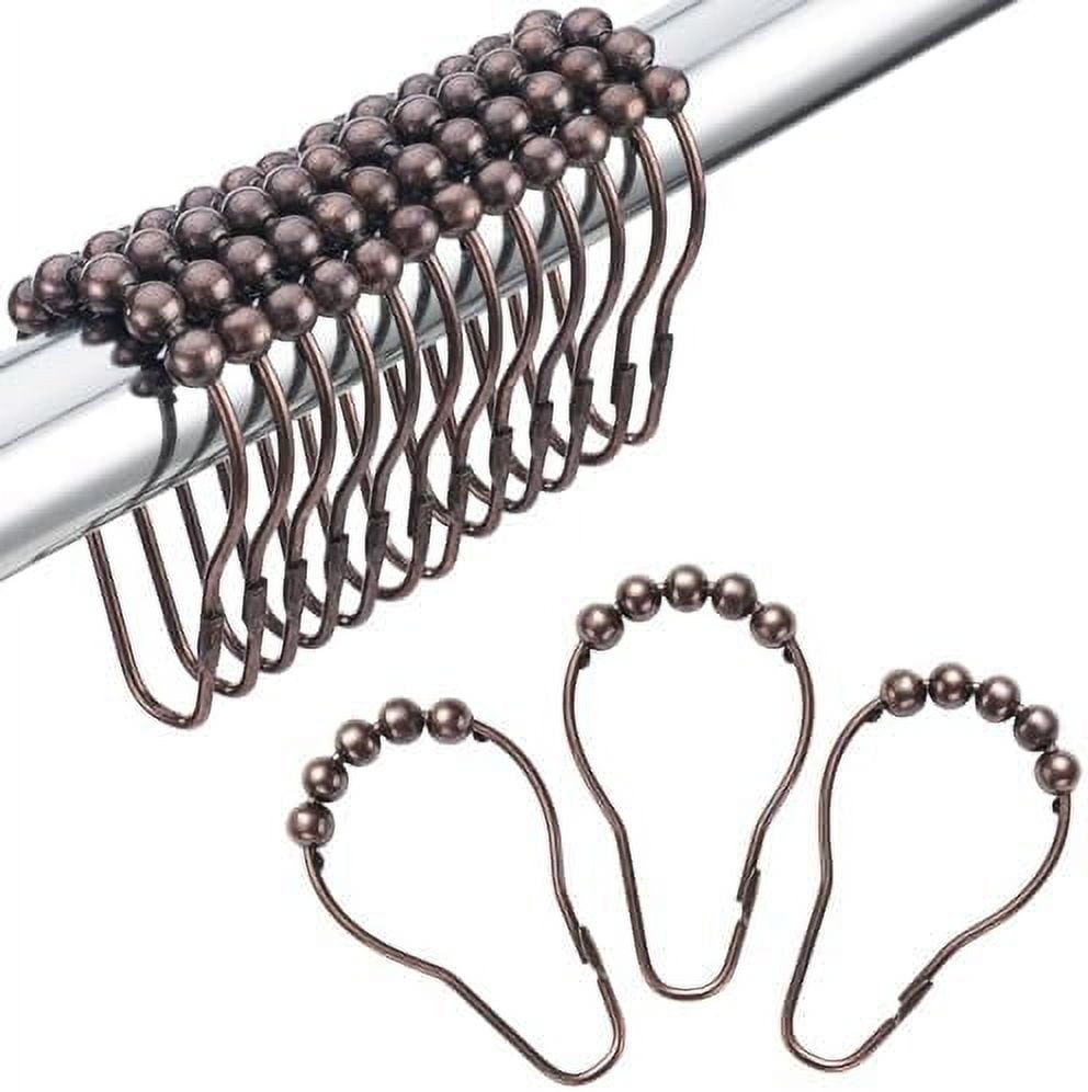 Bronze Stainless Steel Rust-Resistant Shower Curtain Hooks Set of 12