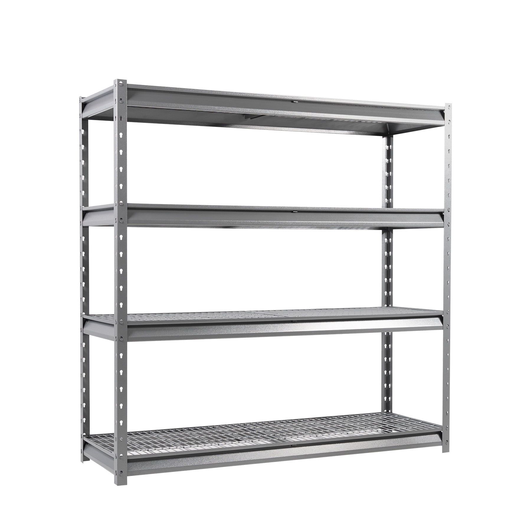 Atlas 72" Gray Heavy Duty Metal 4-Tier Adjustable Shelving Unit