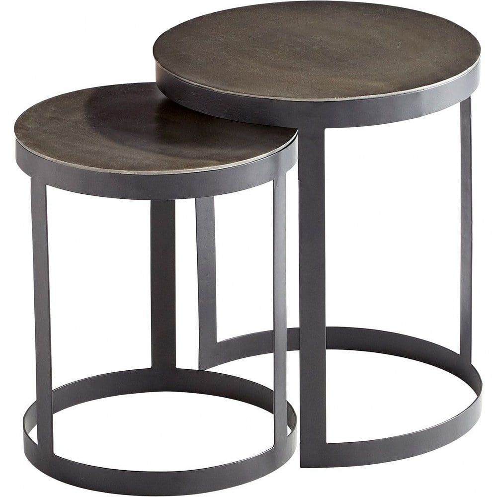 Black and Silver Round Metal Nesting End Tables