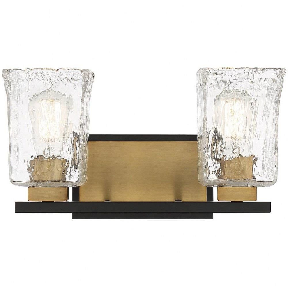 Matte Black and Brass 2-Light Bathroom Vanity Fixture