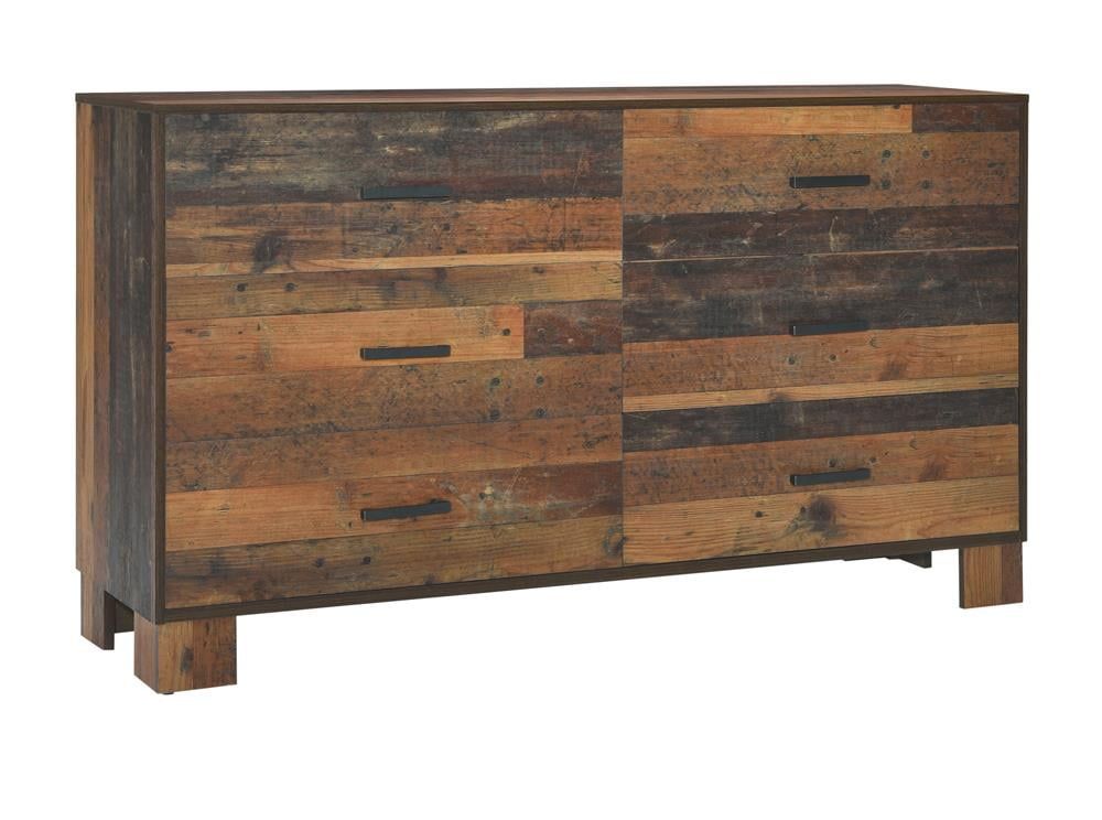 Bombay Rustic Brown 6-Drawer Dresser with Mirror