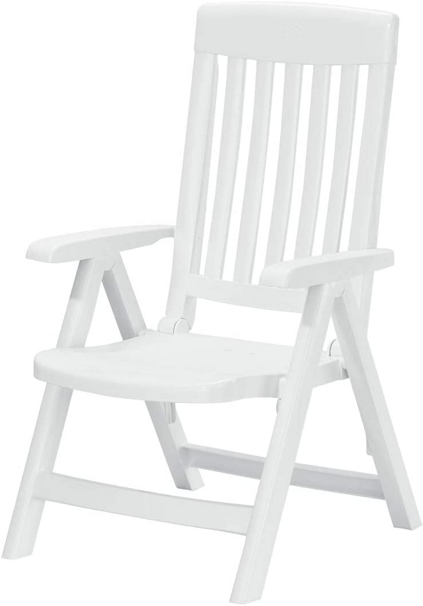 White Plastic Folding Armchair with Reclining Backrest