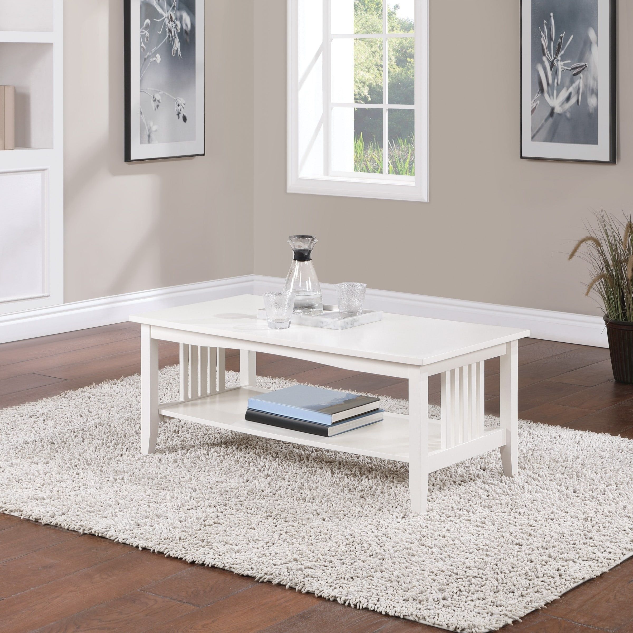 Sierra Mission 45'' Rectangular White Wood Coffee Table