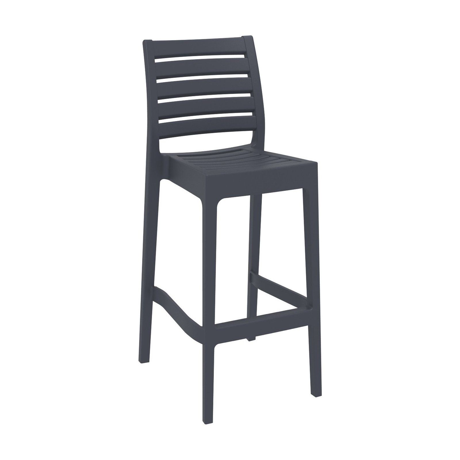 Ares Dark Gray Resin Armless Outdoor Bar Stool