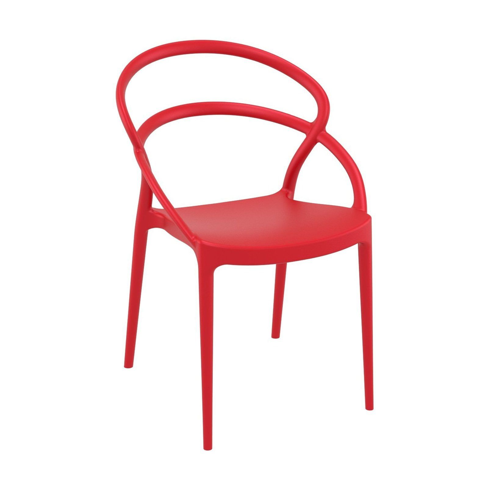 Modern Commercial-Grade Resin Red Dining Chair, 21.2W x 22D x 32.2H in.