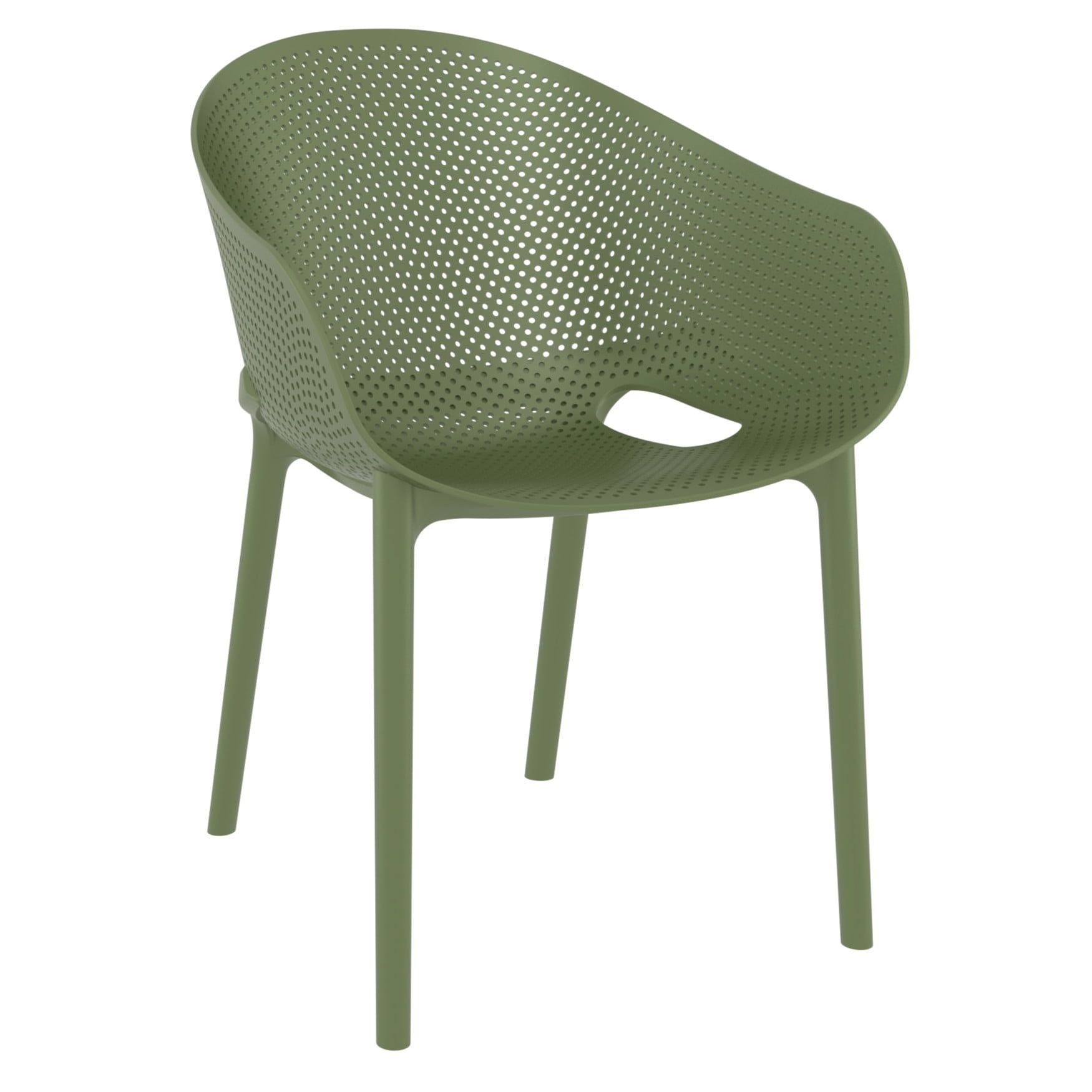 Olive Green Midcentury Polypropylene Dining Chair