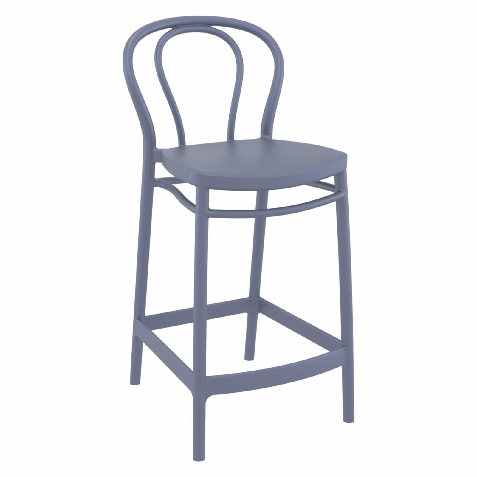 Classic Bentwood Style Dark Gray Polypropylene Counter Stool, Set of 2