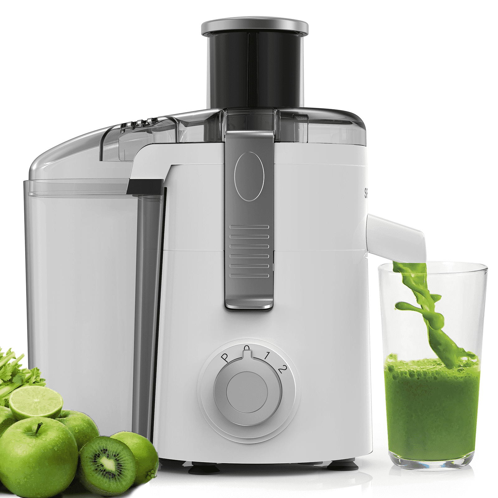 White Stainless Steel Centrifugal Juicer with Variable Speed