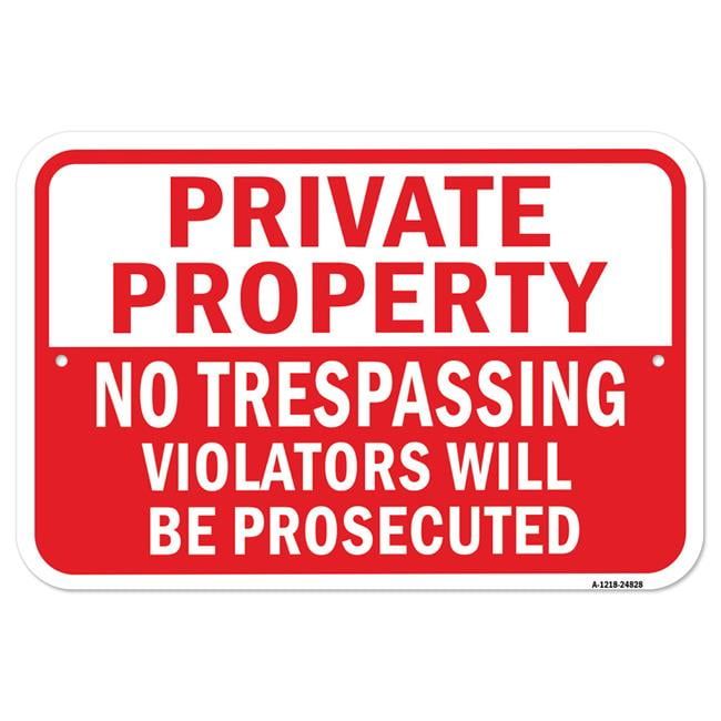 Private Property No Trespassing Red and White Aluminum Sign