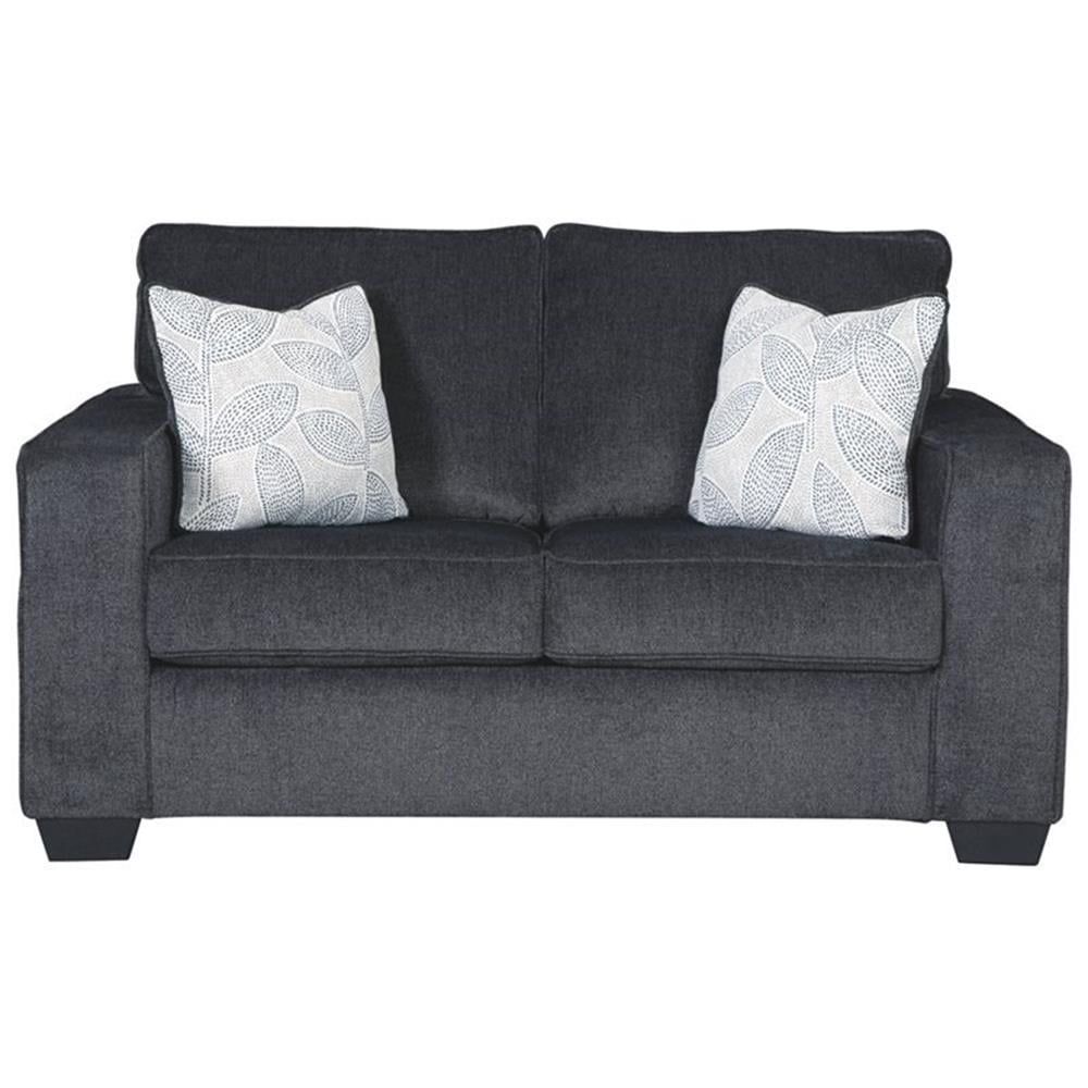 Slate Gray Polyester Loveseat with Removable Cushions