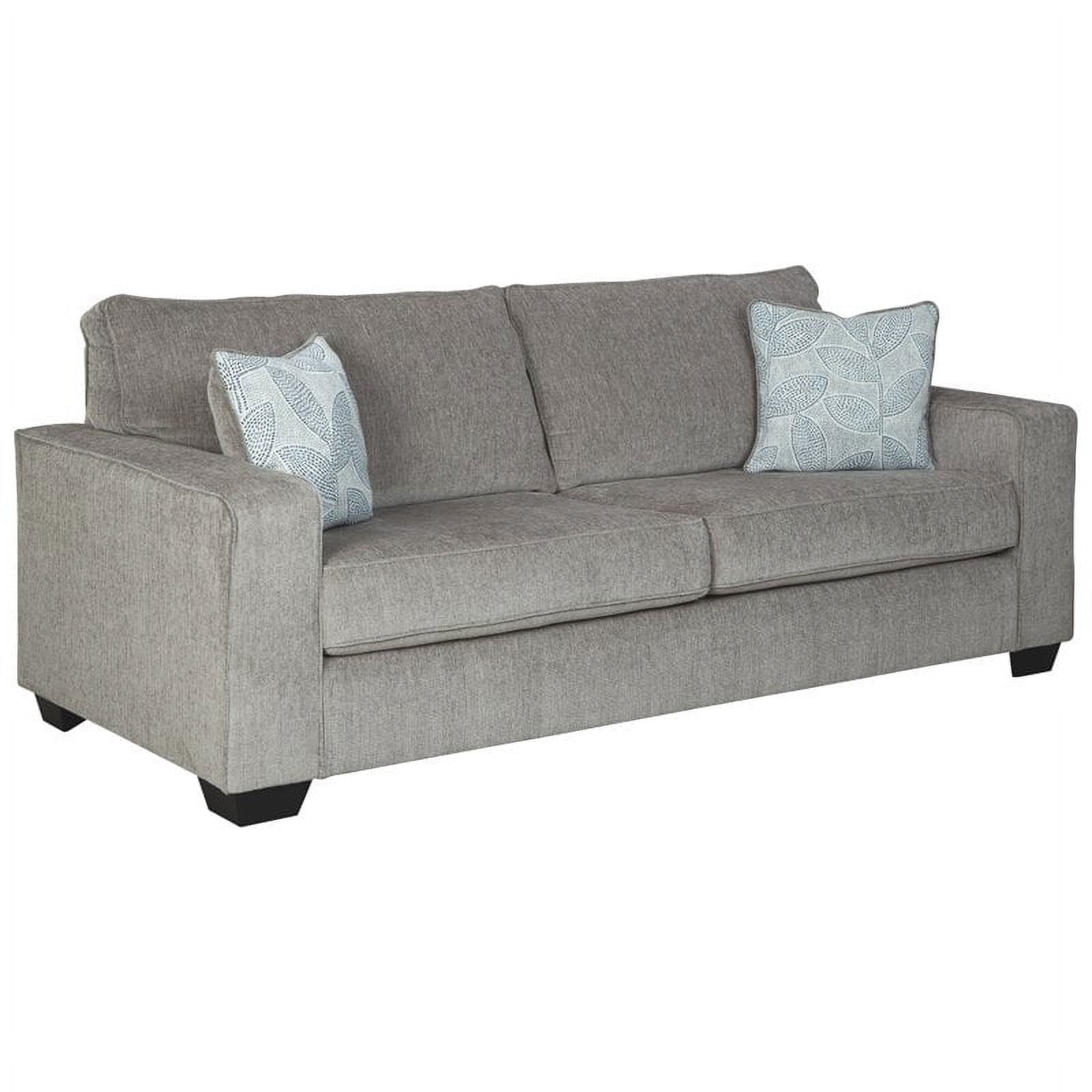 Altari 85" Gray Chenille Stationary Sofa with Accent Pillows