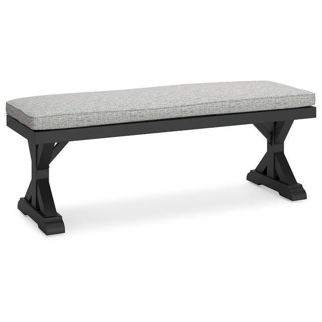 Beachcroft 54" Black and Gray Outdoor Bench with Cushion