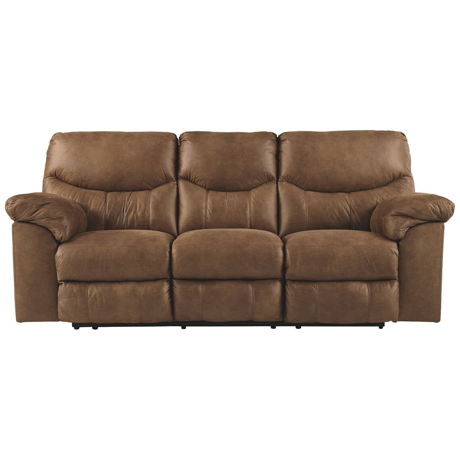 Boxberg Brown Faux Leather Reclining Sofa with Pillow-top Arm