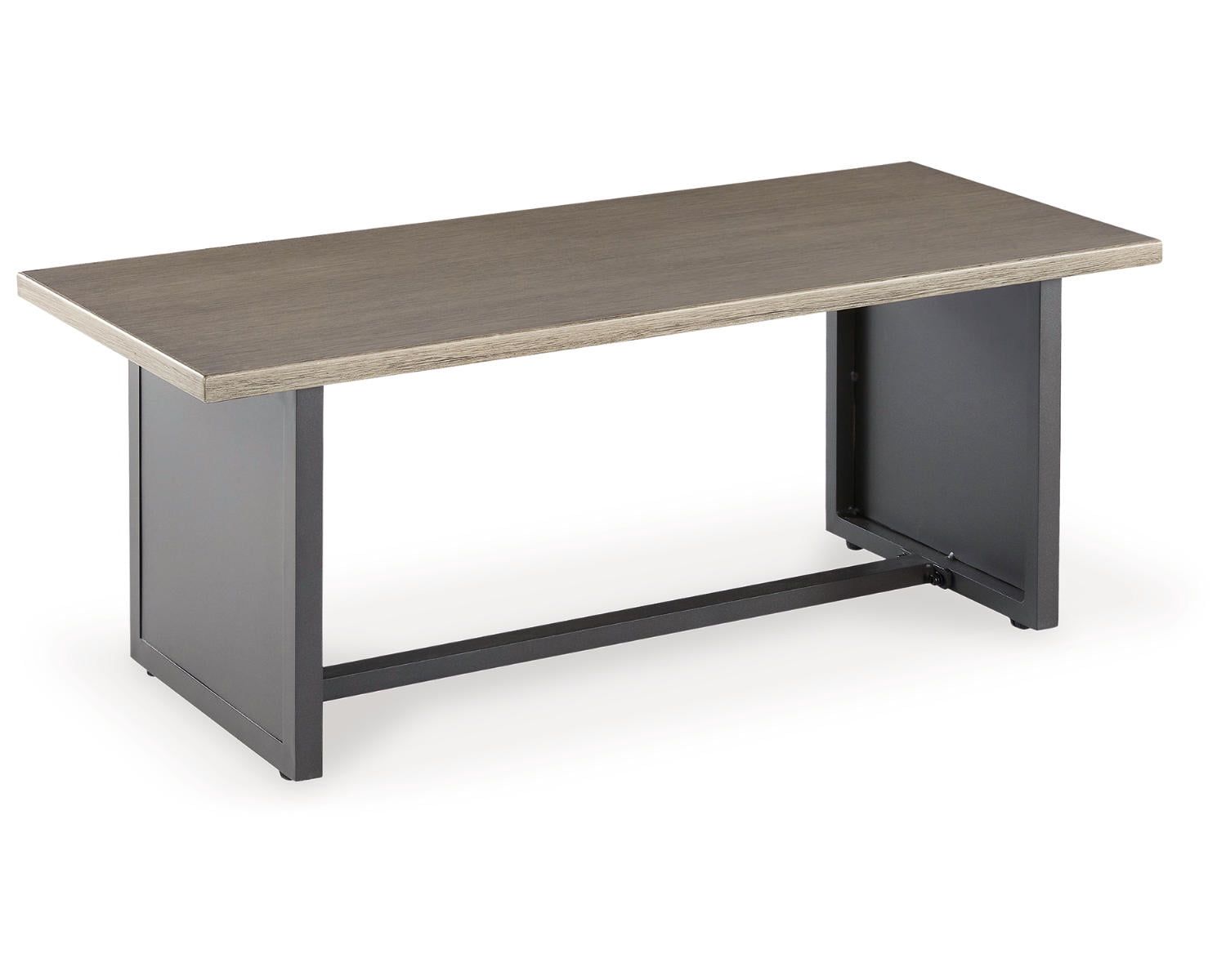 Beige and Black Rectangular Modern Outdoor End Table