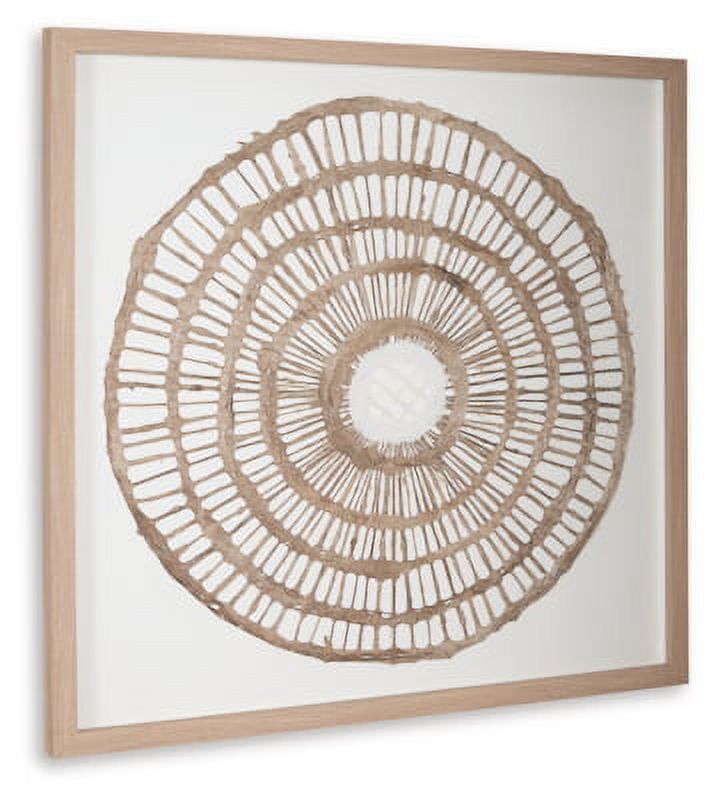 Tan and White Geometric Bohemian Framed Wall Sculpture