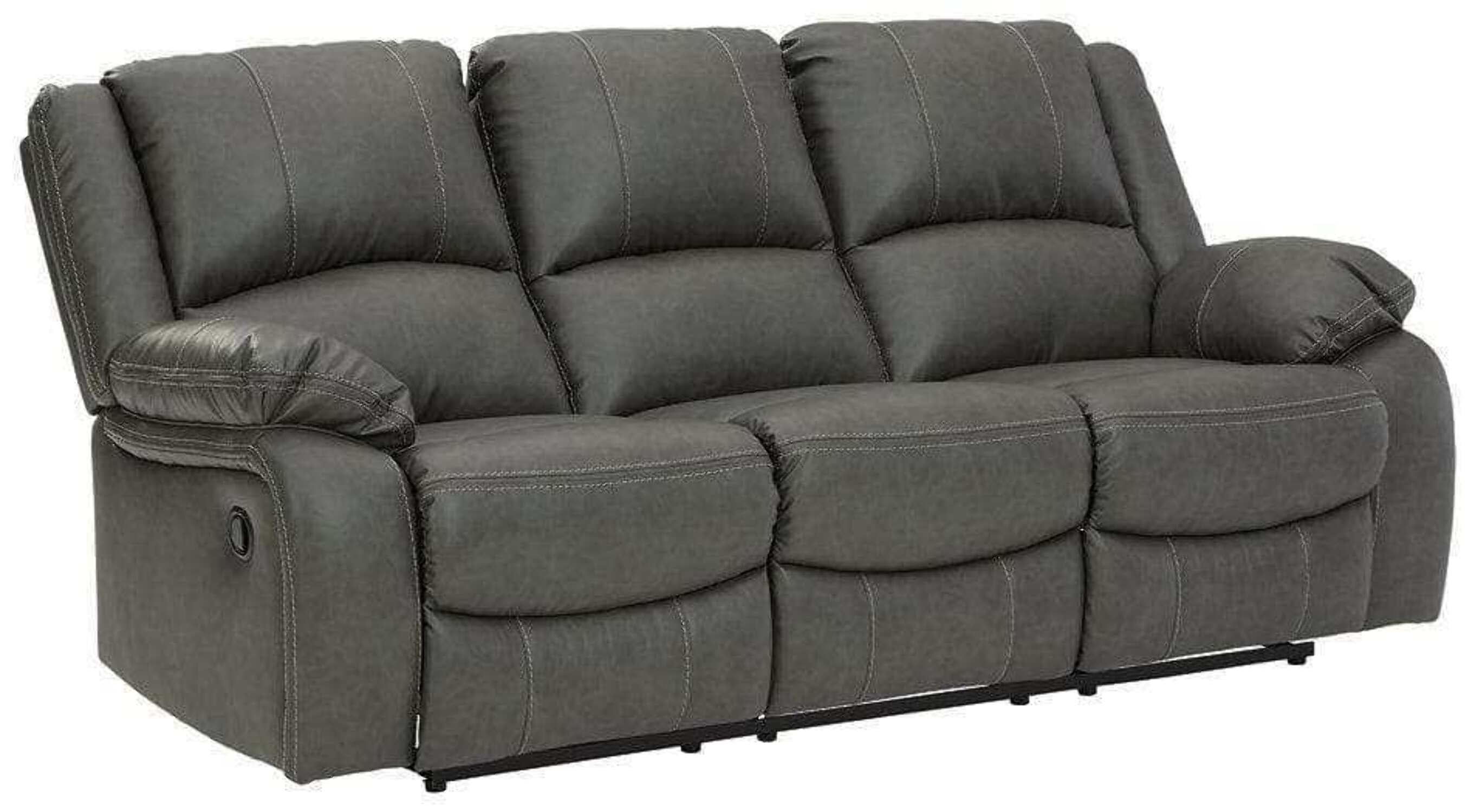 Calderwell Black Faux Leather Reclining Sofa