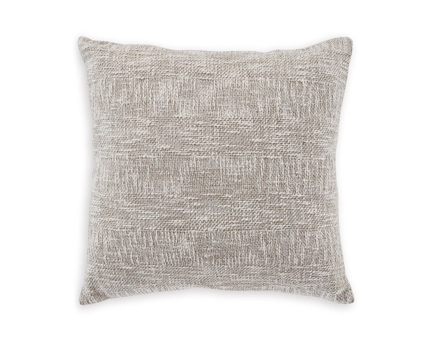 White and Light Brown Striped Woven 20" Throw Pillow