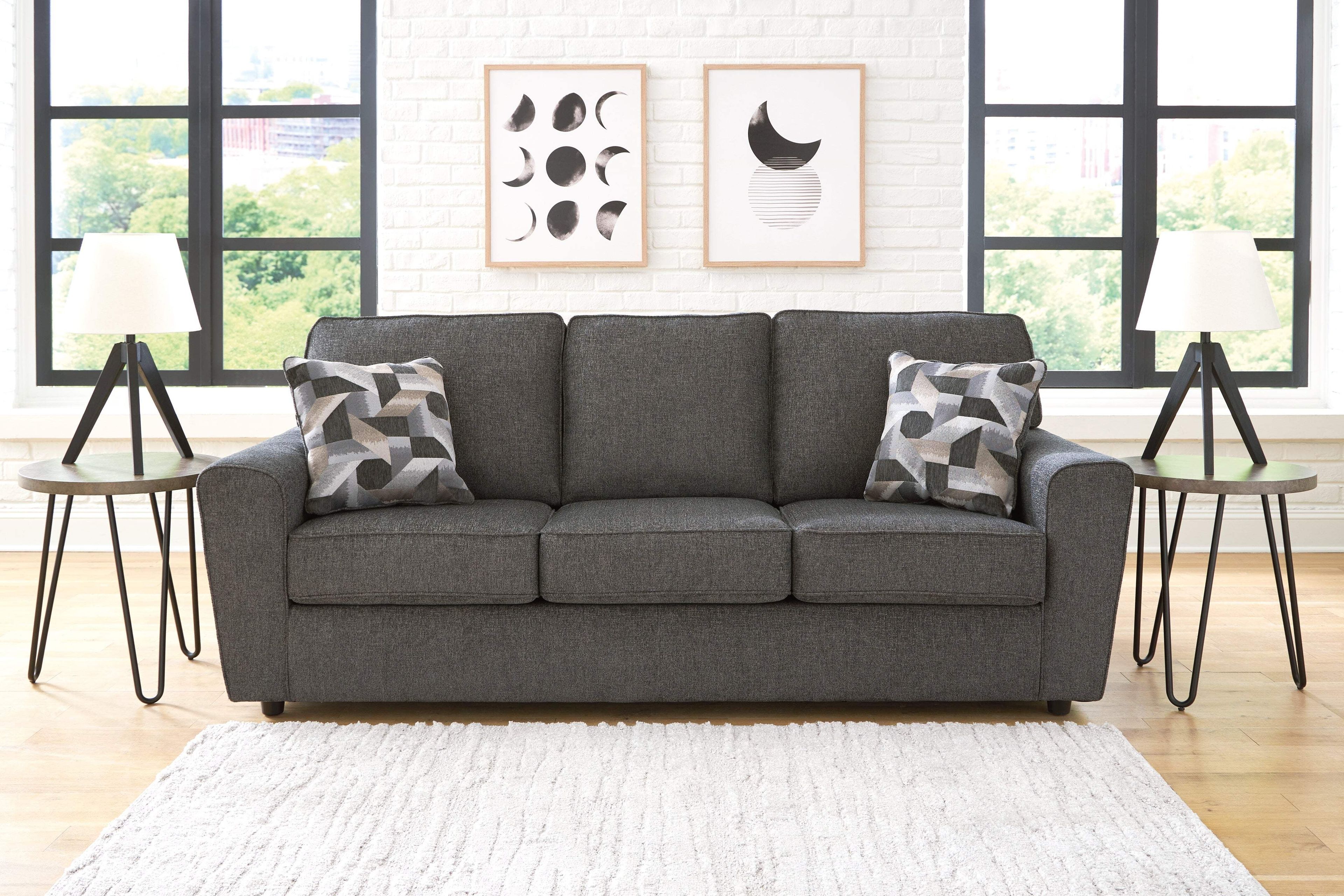 Slate Gray Fabric Loveseat with Removable Cushions