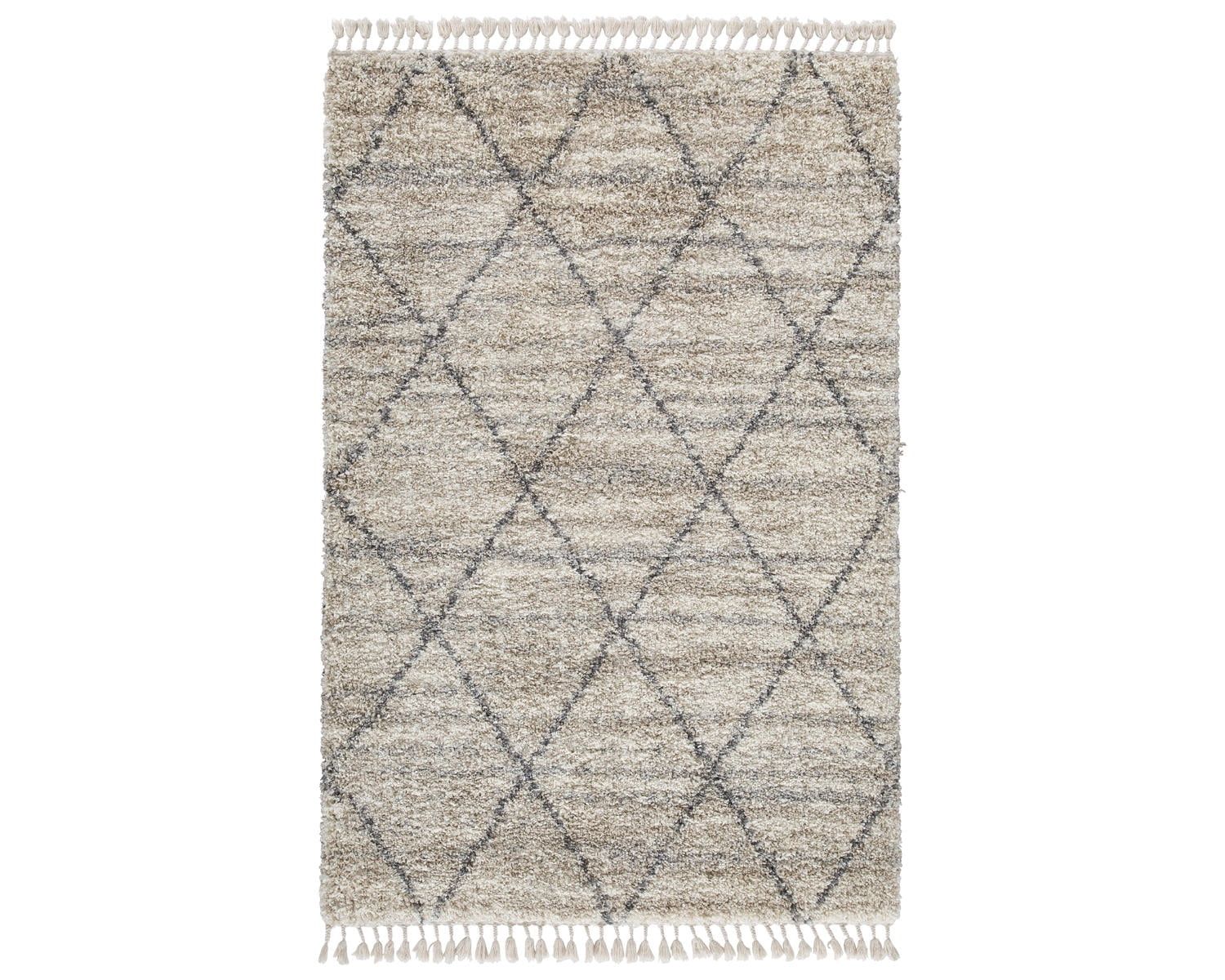 Gray and Beige Braided Diamond Pattern 5' x 7' Rug