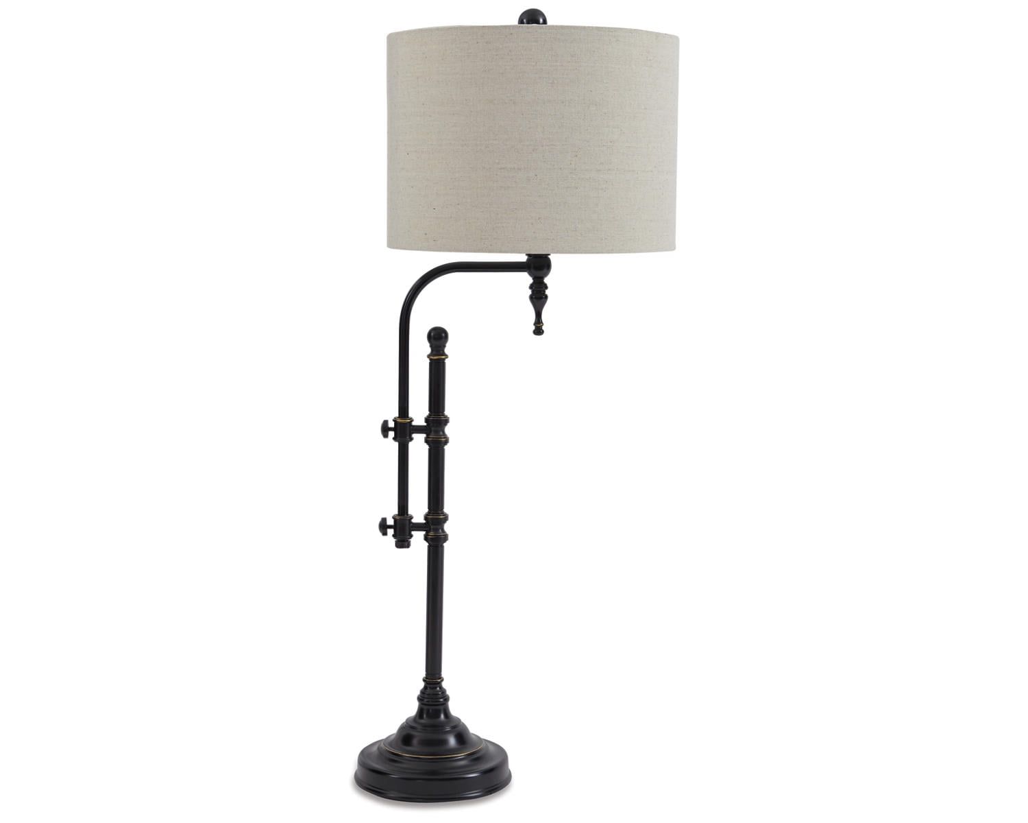 Adjustable Black Metal Table Lamp with Beige Shade