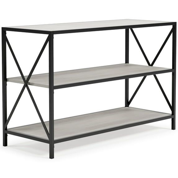 Transitional Urban Farmhouse 42'' White & Black Adjustable Bookcase