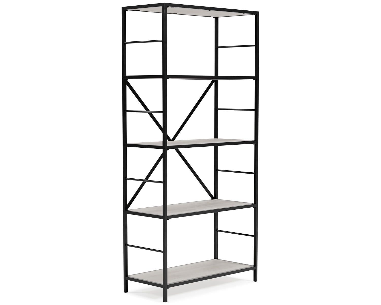 Adjustable 63" White and Black Transitional Bookcase