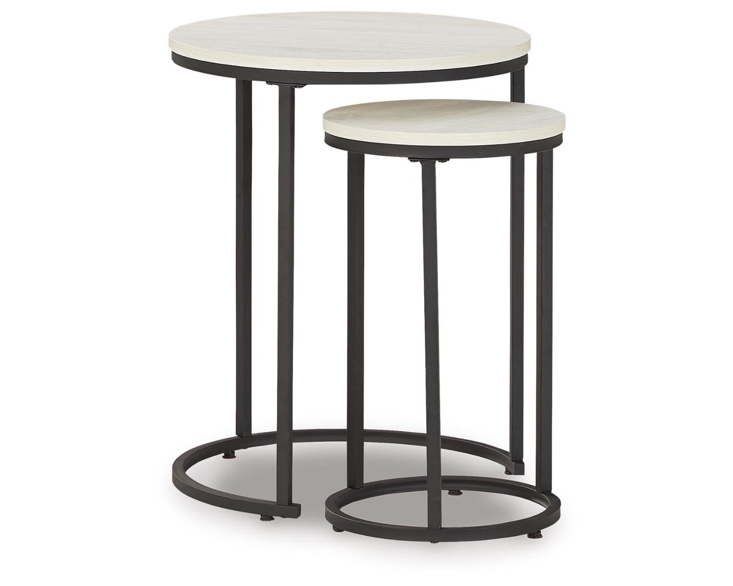 Briarsboro Black and White Round Wood & Metal Nesting Tables (Set of 2)