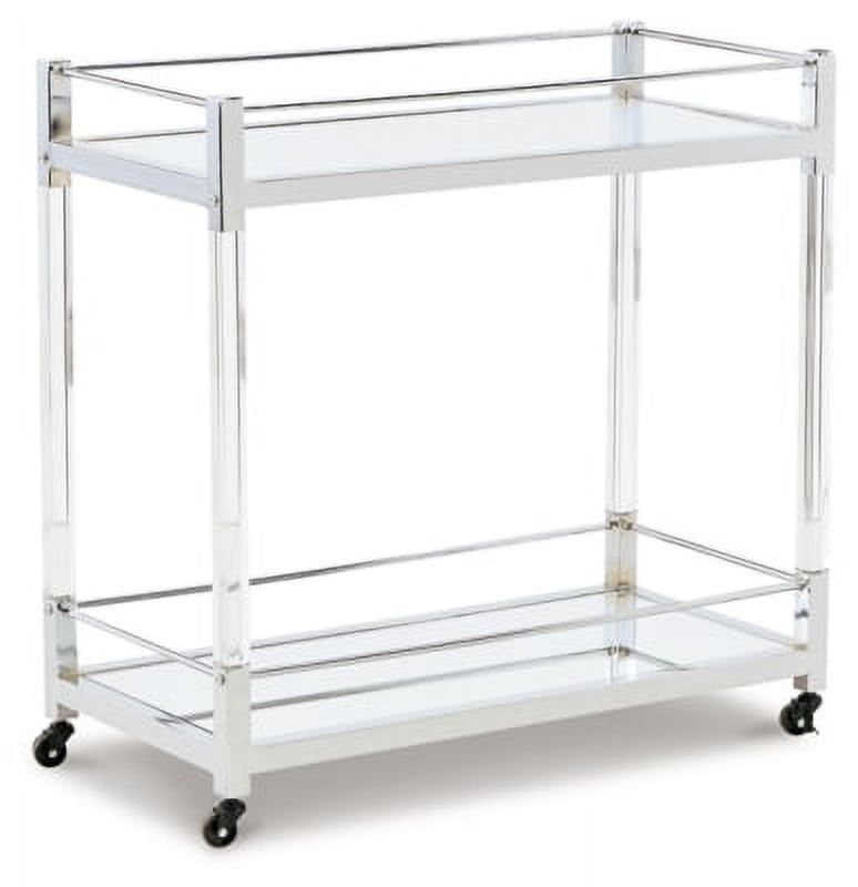 Chaseton Silver Acrylic and Chrome Bar Cart with Mirrored Shelves