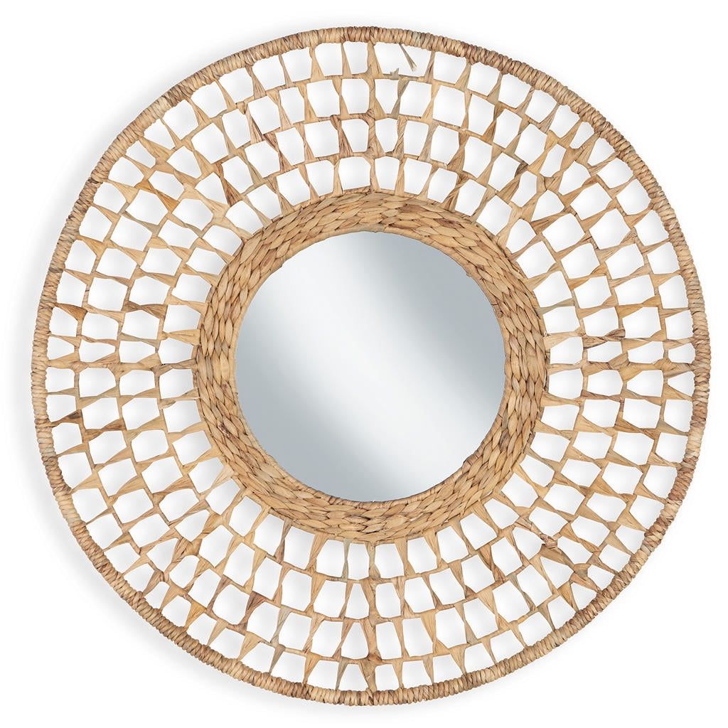 Boho-Chic Natural Water Hyacinth 32" Round Accent Mirror