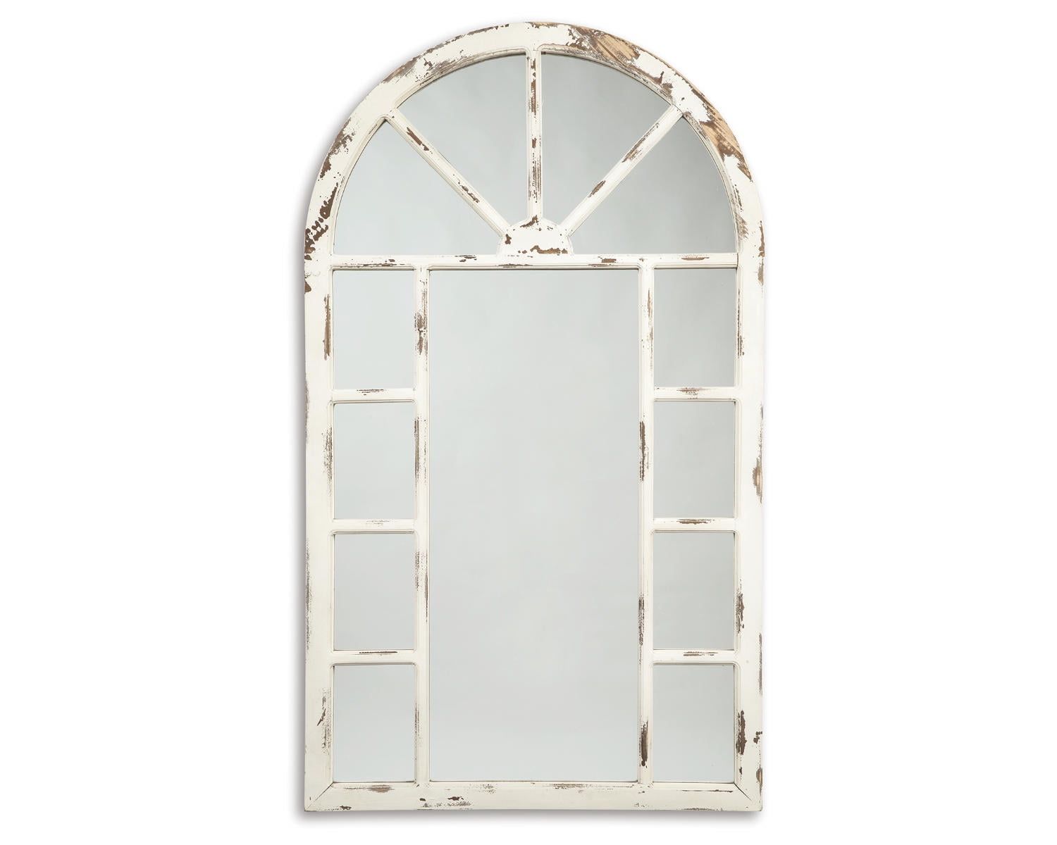 White Distressed Wood Rectangular Accent Mirror, 30" x 52"