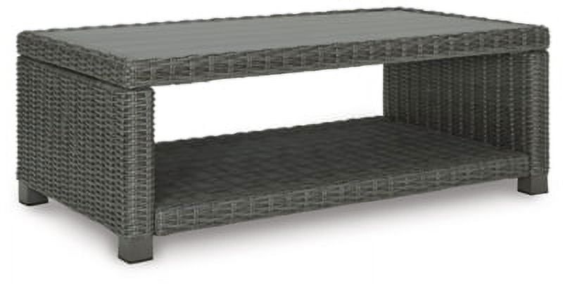 Gray Rectangular Resin Wicker Outdoor Coffee Table with Aluminum Frame