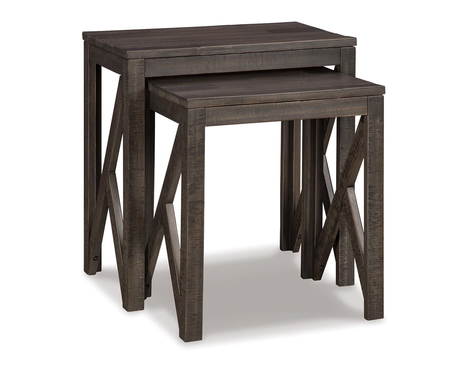 Gray Washed Wood Rectangular Nesting Tables Set