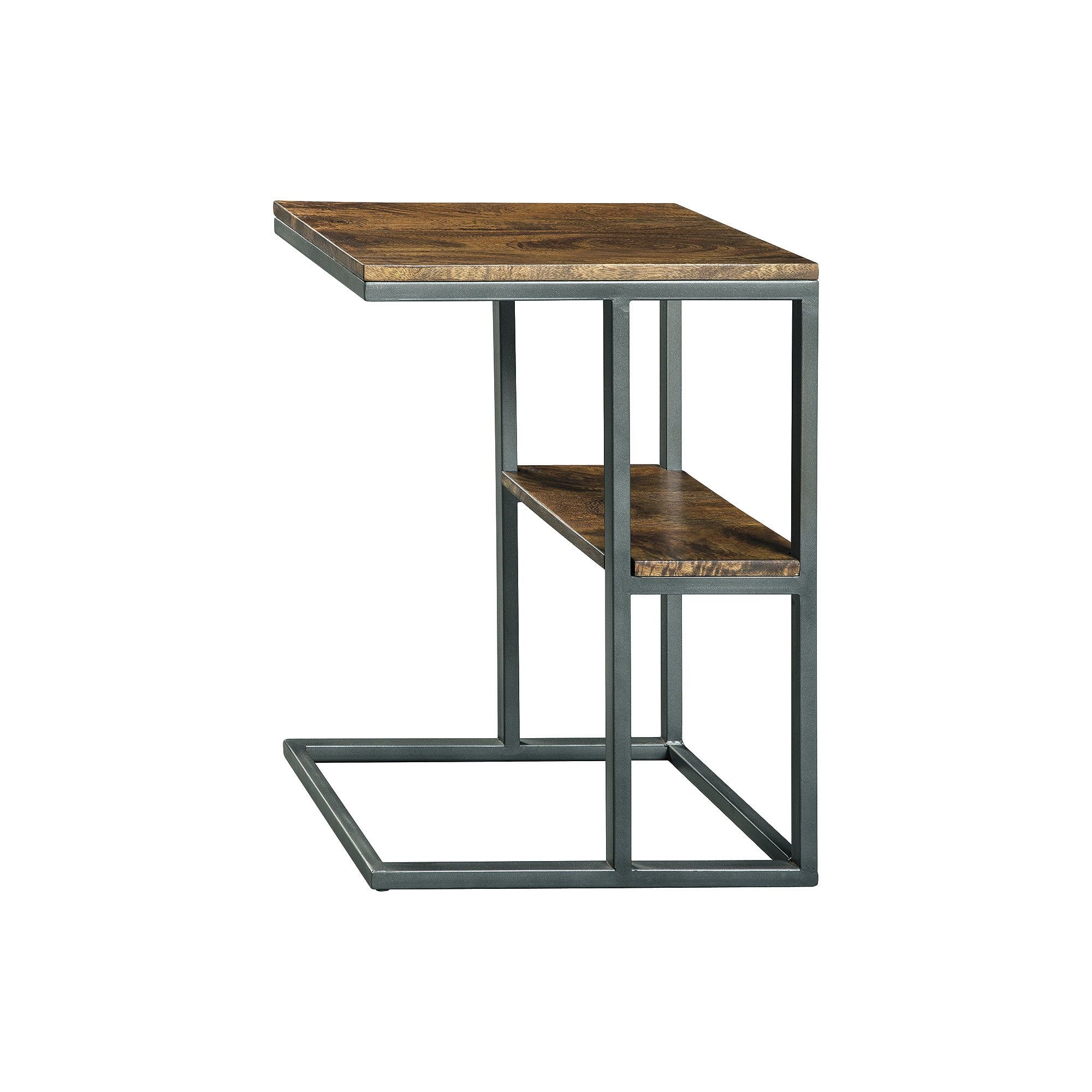 Forestmin Rectangular Brown Wood and Black Metal Accent Table