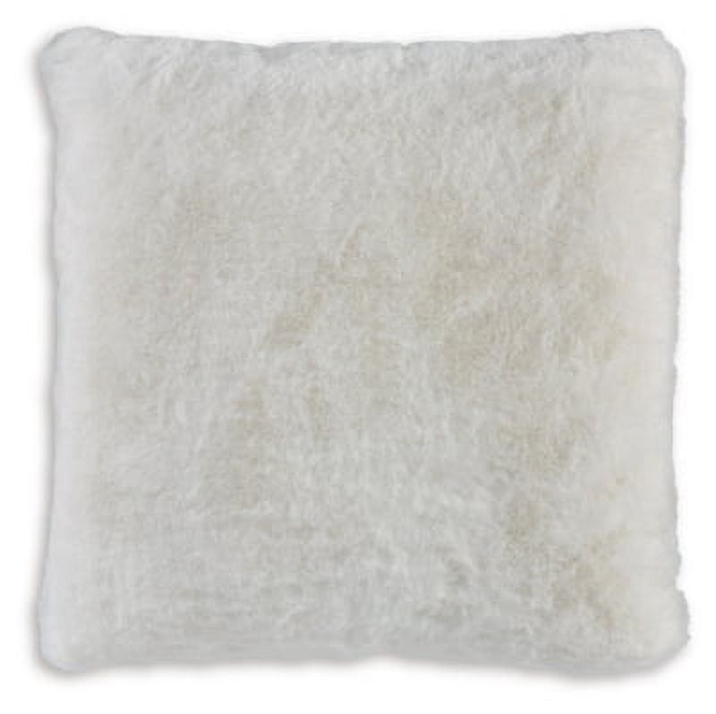 White Faux Rabbit Fur Square Accent Pillow, 20 x 20 Inches