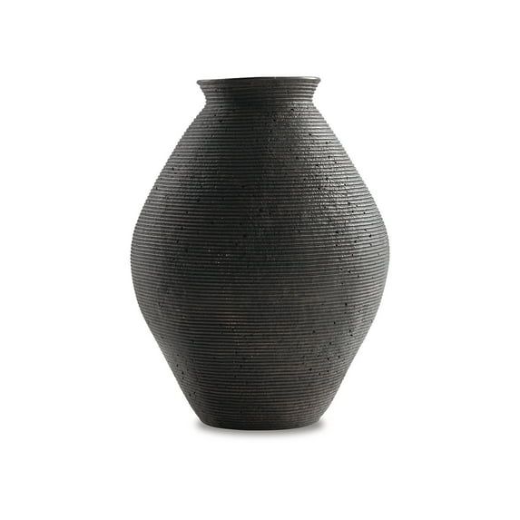 Antique Brown Ribbed Polyresin Decorative Vase