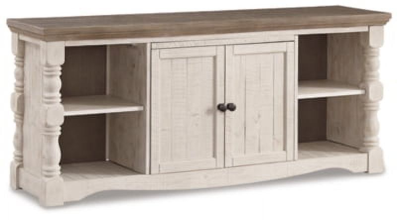 Havalance 67" White and Brown Two-Tone TV Stand with Cabinet