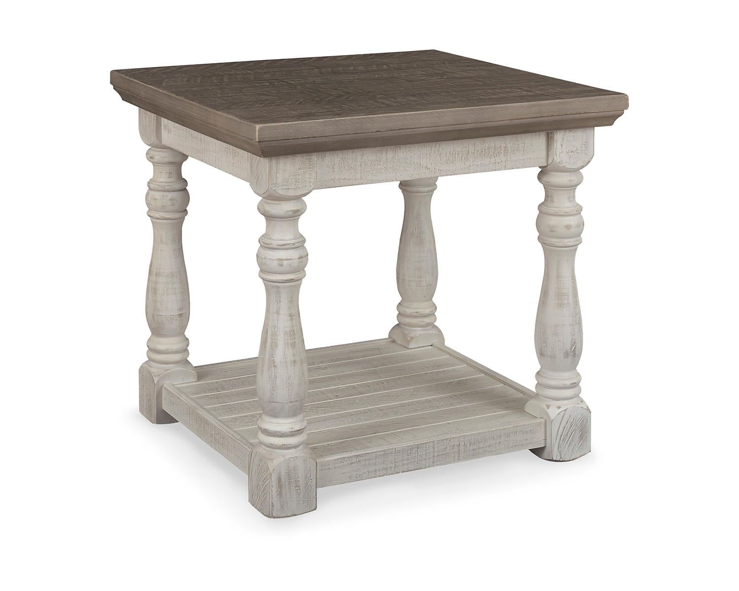 Modern Gray & White Rustic Wood Square End Table